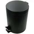 Мусорное ведро круглое 5л. из нержавеющей стали с педалью и микролифтом, цвет черный матовый