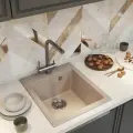 Мойка для кухни из искусственного мрамора, прямоугольная, с сифоном, MIXLINE ML-GM 14, песочная