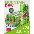 Mountain Dew, 0.33 л, 24 шт, slim-банка (газированный напиток Маунтин Дью классический, лимон и лайм, MNT DEW, Беларусь)