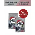 Сухой корм для кошек AlphaPet WOW Superpremium, для взрослых домашних, c говядиной и печенью, 2 шт по 0,75 кг