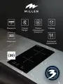 Варочная панель встраиваемая, индукционная MILLEN MIH 301 BL, 2 конфорки, управление сенсорное, Защита от перегрева, Индикатор остаточного тепла, Отключение при выкипании, черный.
