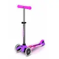 Детский трехколесный самокат Mini Micro Deluxe Glow Plus (светится в темноте) LED морозный розовый, со светящимися колесами и платформой