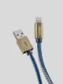 Кабель для телефона USB - Lightning 8-pin MFI (сертификат) в джинсовой оплетке, длина 1.2м/ Без заводской упаковки