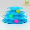 Игровой комплекс «Пижон» для кошек с 3 шариками, 24.5×24.5×13 см, голубой
