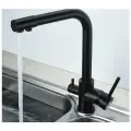 Cмеситель для кухонной мойки под фильтр с краном для питьевой воды (поворотный излив), черный