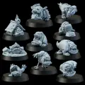 Сквиги - песики, набор 10 миниатюр, базы 25мм (вархаммер) игровые фигурки для раскрашивания