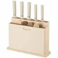 Набор ножей для кухни AGNESS, 10 предметов: 5 ножей, 4 доски, подставка, бежевый