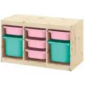 Стеллаж труфаст 93х44х52 см с бирюзовыми (2 шт) и розовыми (5 шт) контейнерами IKEA