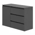 Комод широкий с ящиками Пирамида К26, Графит, ЛДСП, с ящиками и полками