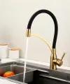 Смеситель для кухни с гибким изливом от бренда Hansen из нержавеющей стали HN56043-DC матовое золото