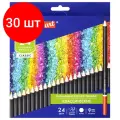 Комплект 30 шт, Карандаши художественные цветные BRAUBERG ART CLASSIC, 24 цвета, мягкий грифель 3.3 мм, 181537