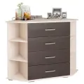 Комод угловой тэкс Катрин-7, с ящиками и открытыми полками, роликовые направляющие