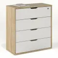 Тумба БАНГА-10, дуб сонома-белый, с ящиками, (ВхШхГ) 73,4х69,8х32,6 см, ЛДСП
