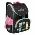 Ранец школьный GRIZZLY суперлегкий с анатомической спинкой, на ножках, с мешком для обуви, для девочки, RAm-584-2/2