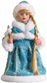 Снегурочка под ёлку Голубая шубка, с посохом, новогодняя фигура, высота 30 см, с функцией движения и подсветкой, работает от батареек