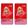 Сухой корм, Дарлинг, для взрослых собак, с мясом и овощами, 2кг 2 шт