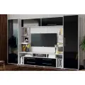 Стенка в гостиную под телевизор Нонтон Гармония, 270x44x210 см, белый / черный глянец