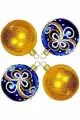 Набор стеклянных шаров флер синий, 60 мм, 4 шт, Елочка С2218-син