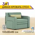Диван раскладной GOSTIN Юнга мини(сидение 76)выкатной трансформер 3в1 для кухни, детский (темный стол)зеленый