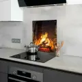 Защитный экран для плиты от брызг стекло Камин 1 550х600x4 мм