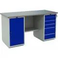 Стол верстак слесарный металлический с 2 тумбами с дверью и с 5 ящиками, 1600 мм, практик PROFI (№603) WT160. WD1/WD5.000