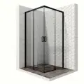 Душевой уголок 100х100 см с раздвижными дверями Ambassador Queen Black 11011204: душевое ограждение из стекла 6 мм, профиль черный