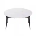 Круглый обеденный раздвижной стол со столешницей из керамогранита 8H Jun Telescopic Rock Board Dining Table 1.35х1.35 m/0.8х0.75 m White (YB4)