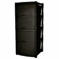Комод пластиковый 'Rattan' 4 секции, 48х41х94.5см, темный каштан