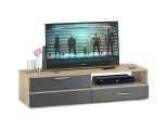 Тумба под ТВ Ларго 1,4м цвет дуб сонома/ графитово серый глянец МДФ