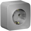 Розетка алюминий Schneider Electric Blanca с заземлением без шторок 16А, 250В, (комплект 2шт)