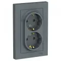Розетка двойная грифель, с заземлением,16А, в сборе, Schneider Electric AtlasDesign
