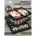 Настольная игра 3 в 1 Зук: нарды, шахматы, шашки, магнитная доска 24.5 х 24.5 см 2590528