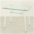 Стеклянный кухонный стол Вокал 10 прозрачный/белый (1000х600 мм)