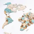 Деревянная карта мира настенная 150х90см / Деревянная карта мира Русский язык (гравировка стран, столиц, городов, штатов)