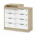 Комод пеленальный Атон Мебель Zeus дуб сонома/белый, 8 ящиков, с раскладным легкосъемным пеленальным столиком