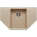 Мойка для кухни каменная POLYGRAN Riff-800, бежевая, врезная, с крылом (Песочный)