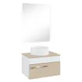 Мебель для ванной Вудлайн 65, белый-кремовый, раковина Sole, зеркало 60х80