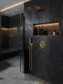 Душевая система с тропическим душем и термостатом, скрытого монтажа, матовая медь