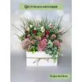 Композиция из искусственных цветов в деревянном ящике, ПоДар. Ок Home