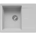 Мойка для кухни каменная POLYGRAN GALS-620, серая, врезная, квадратная, с крылом (Светло-серый №314)