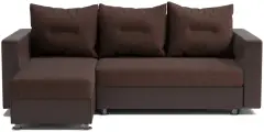Угловой диван-кровать Ария раскладной 225х78х150 см левый угол рогожка и экокожа шоколад