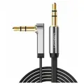 Кабель UGREEN AV119 10728 AUX 3.5mm (M) to AUX 3.5mm (M), улогвой 90°, силиконовый, 3m, Black