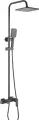 Душевая стойка Shevanik S8836H с тропическим душем, со смесителем, с изливом, черный, латунная, рычаг сбоку с лейкой матовая