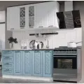 Кухня готовая Агава, гарнитур длина 160 см, цвет акация белая/аква