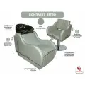 Парикмахерский комплект Retro с черной раковиной и кресло на круглом основании в серебристом цвете