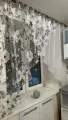 Кухонная шторка серые цветы, ширина 3м, высота 1,7м