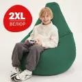 Кресло мешок Bean Joy, пуфик мешок, бескаркасное кресло, размер ХXL, мебельный велюр, зеленый