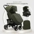 Детская прогулочная коляска Babalo future 2024 NEW Армейская зеленая, Рама черная, механическая спинка, сумка в комплекте