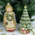 Irena-Co Набор елочных игрушек, стекло Девочка с венком - 14х7,5х6, Елка - 11,5х6,5х6,5