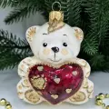 Irena-Co елочная игрушка, стекло Мишка с сердцем (10х8х7см)